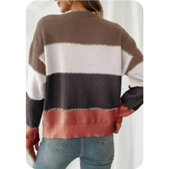 CUPSHE Women Long Sleeve Colorblock Casual Knit Sweater NEW - Sz - L - Picture 2 of 5